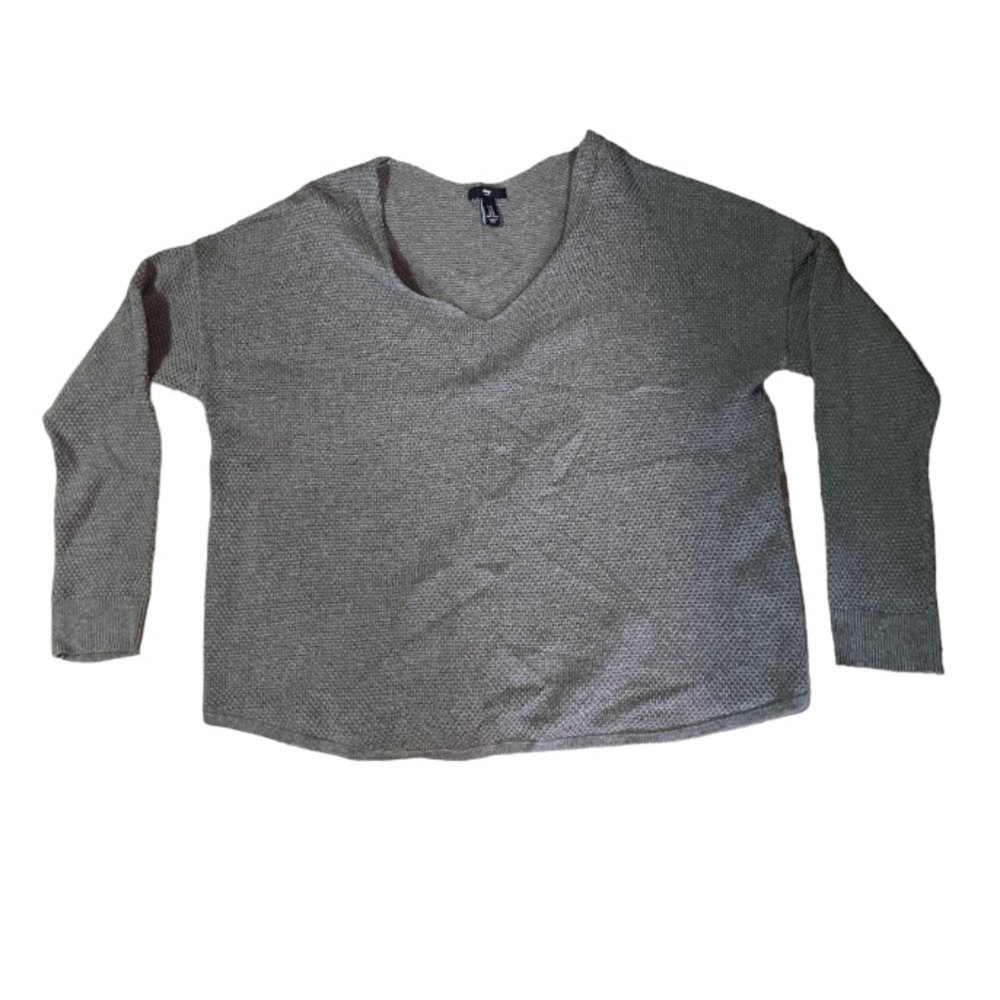 Gap V Neck Textured Over the Head Knit Gray Sweater size XL